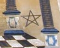 George Washington's Masonic ritual apron -- detail showing pentagram